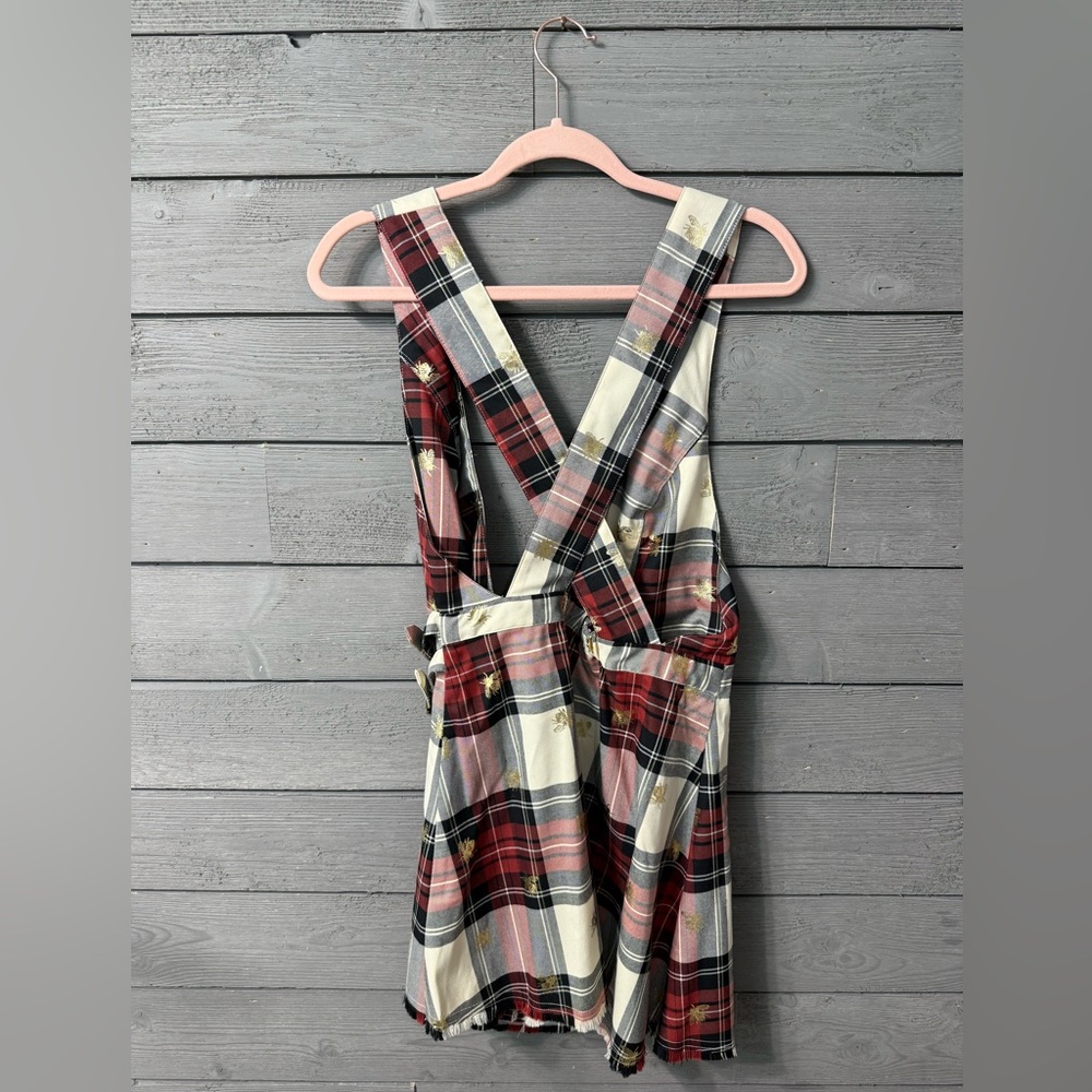 NWT Urban Outfitters Chandler Plaid Gold Bee Jumper Dress Sz Medium - Picture 8 of 10